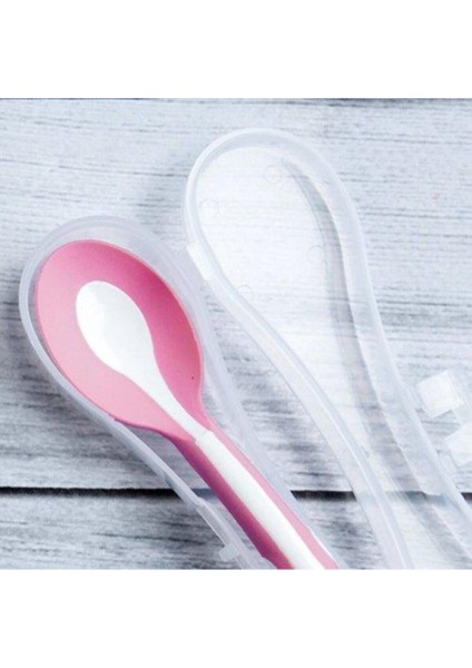 Yumuşak Uçlu Taşıma Kutulu Mama Kaşığı, Pembe ve Turuncu Renkli fiyatları