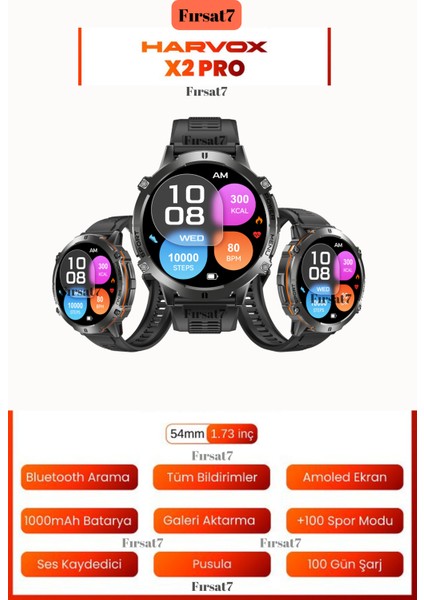 Watch X2 Pro Akıllı Saat Iphone ve Android Tüm Telefonlara Uyumlu 100 Şarj Süreli Akıllı Saat