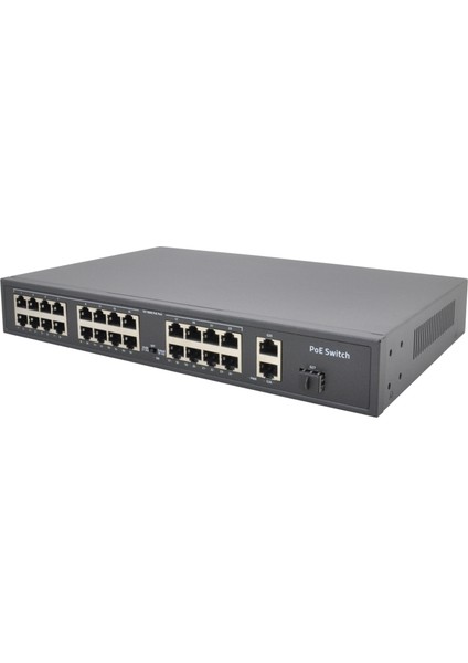 Vıdeopark VP-24P-2UPG-1SFP-300W 24 Port Poe + 2 Port Gbit Uplink + 1 Port Sfp 300W Poe Swıtch Dahili Power