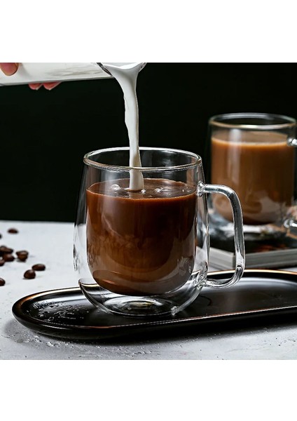 Turuncu, Çift Cidarlı, Kulplu, 250ML Kahve ve Sunum Bardağı