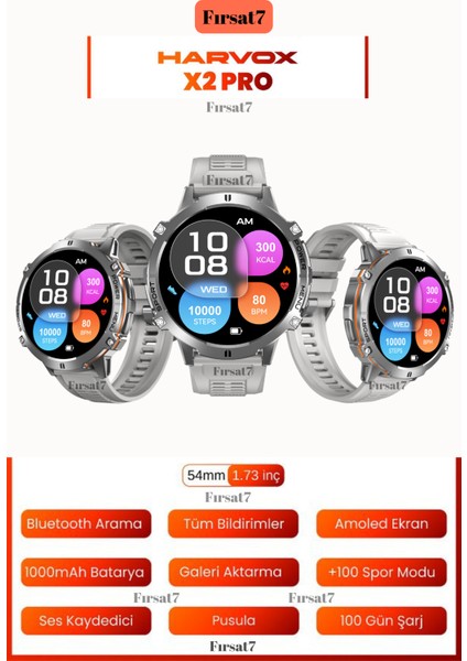 Watch X2 Pro Akıllı Saat Iphone ve Android Tüm Telefonlara Uyumlu 100 Şarj Süreli Akıllı Saat