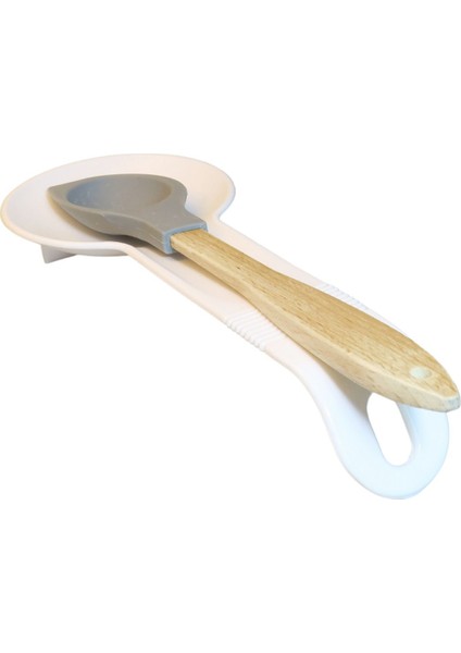 Beyaz ve Kırçıllı Tasarımlı Kepçe ve Kaşık Altlığı Seti modelleri