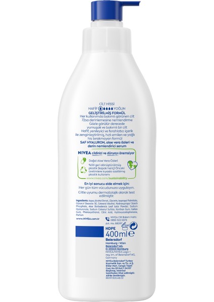 Aloe Vera Vücut Losyonu 400ml, Normal / Kuru Ciltler için, Derinlemesine Nemlendirici Serum ve Aloe vera ile 48 Saat Vücut Nemlendirme fiyatları