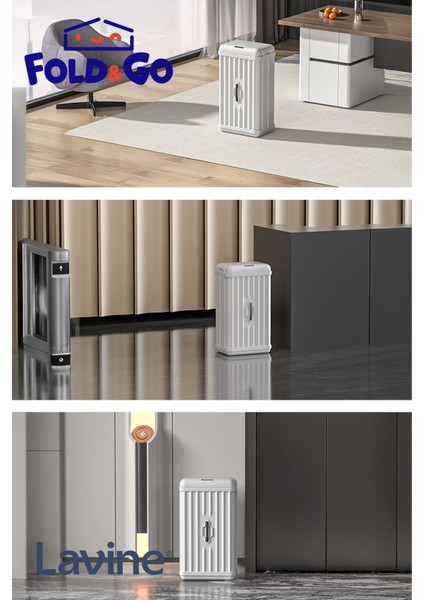 Fold&go 50 Lt Sensörlü Çöp Kovası Portatif Katlanabilir Büyük Boy Premium ”beyaz”