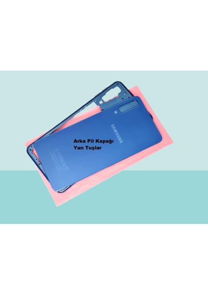 - Samsung Galaxy A7 A750 (2018) Full Kasa Arka Kapak Batarya Kapağı - Mavi