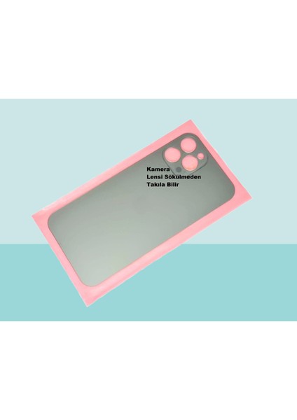 - iPhone 12 Pro Max Arka Pil Batarya Kapağı - Cam Kapak Geniş Lens Deliği - Yeşil
