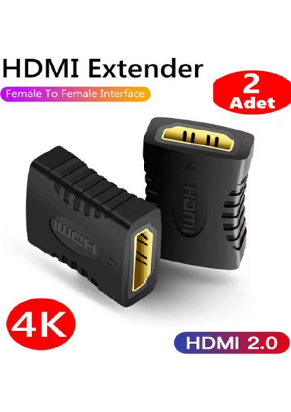 HDMI Kablo Uzatma Ekleme Aparatı Konnektör Dişi/dişi Birleştirir Ek Yapar 4K 1080P (2 Adet)