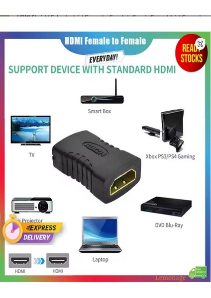 HDMI Kablo Uzatma Ekleme Aparatı Konnektör Dişi/dişi Birleştirir Ek Yapar 4K 1080P (2 Adet) indirimleri
