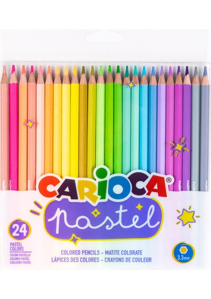 24'lü Pastel Renkli Kuruboya Kalem Seti 17,5 cm Şeffaf Kutulu Dayanıklı Tasarım