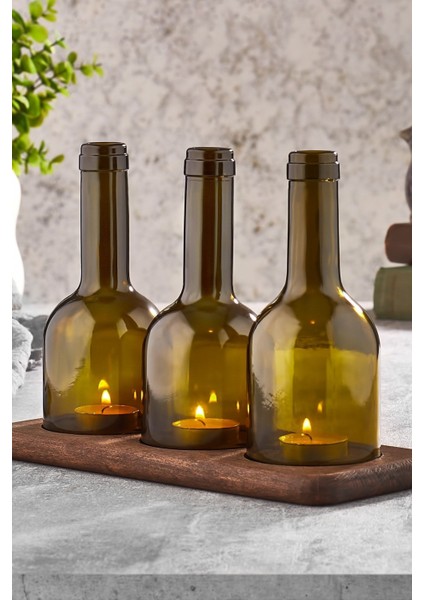 Renkli 3'lü Şişe Mumluk Seti, Şık ve Modern Dekoratif Aksesuar modelleri