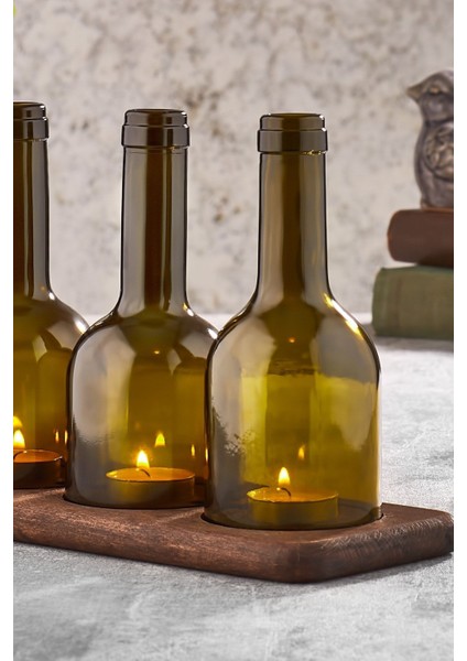 Renkli 3'lü Şişe Mumluk Seti, Şık ve Modern Dekoratif Aksesuar fırsatları