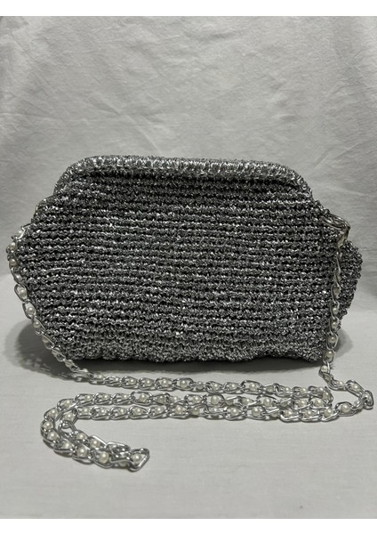 Metalik Ip Gümüş Örme Çapraz Porföy Çanta 15X20 fırsatları