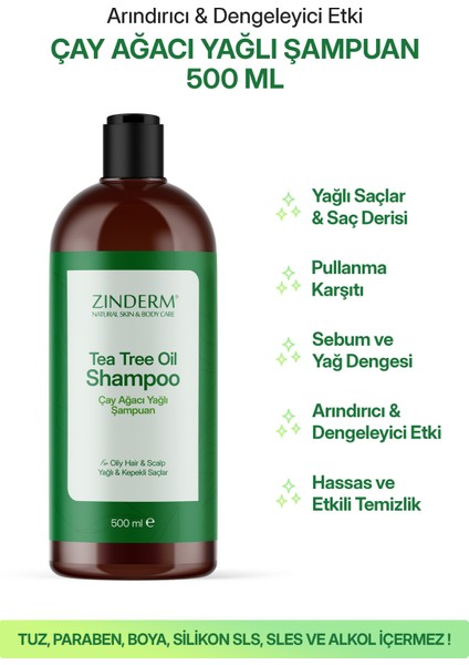 Çay Ağacı Şampuanı - Arındırıcı ve Dengeleyici Tuzsuz Çay Ağacı Yağlı Şampuan (2 Adet x 500 Ml)N fırsatları