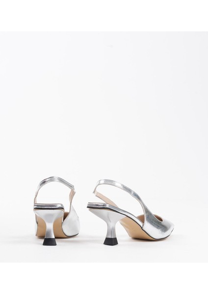 Angelica Kadın Gümüş Kırışık Rugan Topuklu Ayakkabı fırsatları