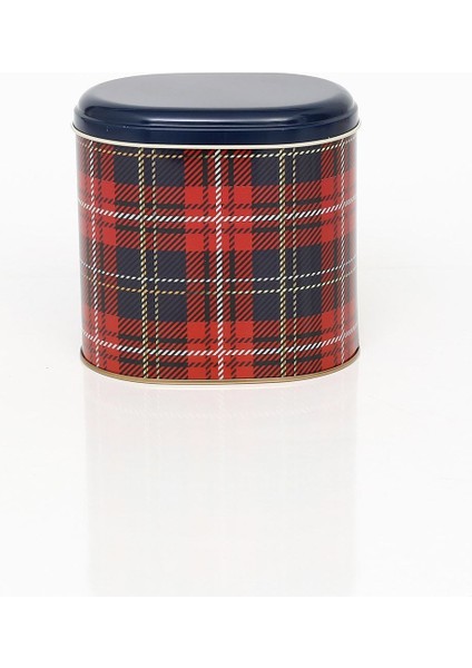 Renkli Ekoşe Desenli Oval Metal Saklama Kabı 11X15 cm modelleri