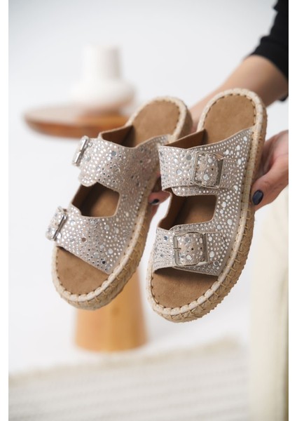 Tyna Süet Gri Taşlı Kadın Terlik modelleri