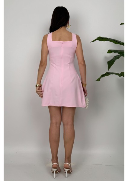 Bella Rose Kadın Pembe Düğmeli Mini Elbise – Zarif Davet ve Günlük Şıklık indirimleri