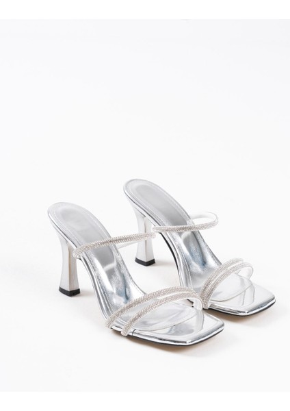 Alvina Gümüş Ayna Taşlı Kadın Topuklu Terlik fiyatları