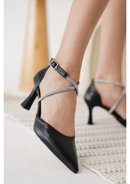 Fiona Taşlı Kadın Siyah Topuklu Ayakkabı indirimleri