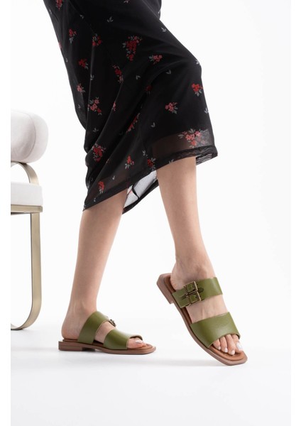 Alessi Haki Yeşili Hakiki Deri Terlik fırsatları