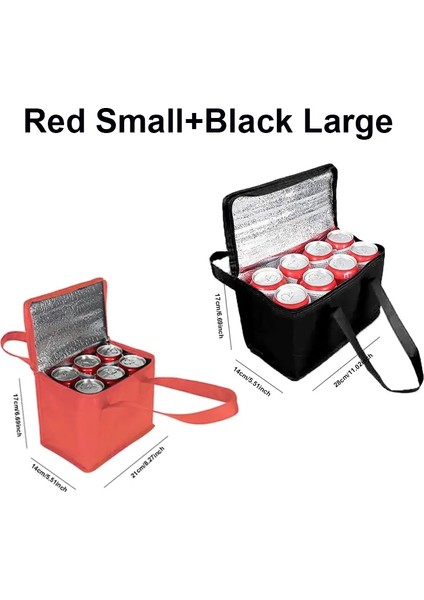 Taşınabilir Öğle Yemeği Soğutucu Çanta Katlanır Yalıtım Piknik Buz Paketi Gıda Termal Torba Içecek Taşıyıcı Yalıtımlı Torba Bira Teslim Torbası Renk: 132E-KIRMIZI S Siyah L (Yurt Dışından)