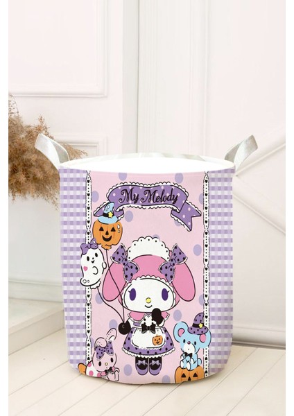 Lila My Melody Kareli Bebek ve Çocuk Odası Oyuncak Sepeti