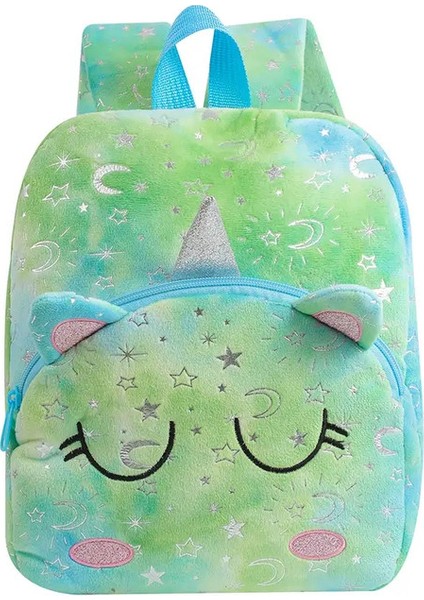 Kawaii Yeni Karikatür Peluş Unicorn Sırt Çantası Çocuk Hediyesi Öğrenci Okulu Büyük Kapasite Backpack Anaokulu Bag Kız Hediyeleri Renk: Yeşil (Yurt Dışından)