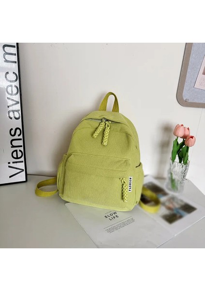 Kadınlar Için Basit Düz Renk Sırt Çantası, Yeni Öğrenci Sırt Çantası, Büyük Kapasiteli Gidiş Sırt Çantası Rengi: Yeşil (Yurt Dışından)