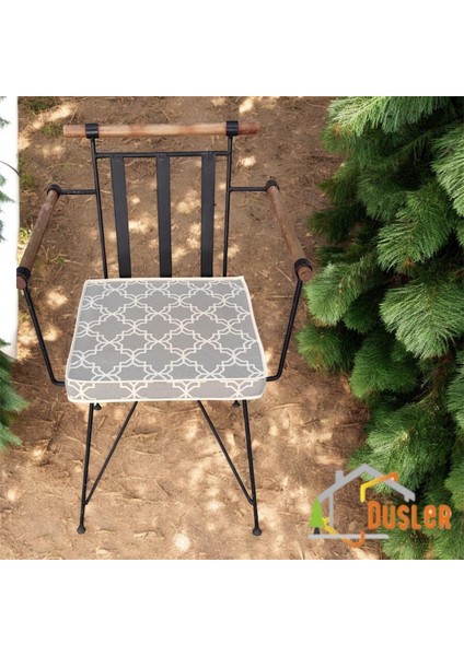 40X40 Gri Desen Su ve Leke Itici Fermuarlı Bağcıklı Beyaz Biyeli Sandalye Minderi 5 cm fiyatları