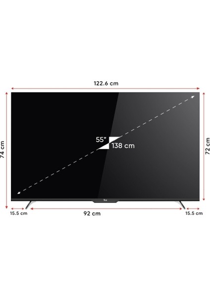 YE-55GFSG7 55" 139 Ekran Uydu Alıcılı 4K Ultra HD Smart Andorid TV