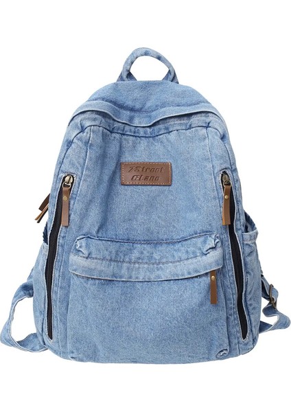 Okul Trend Öğrenci Kot Pantolon Çantası Çok Kapasiteli Sırt Çantası Mochila De Escola Feminina 2023 Color: Koyu Mavi Için Denim Moda Sırt Çantaları (Yurt Dışından)