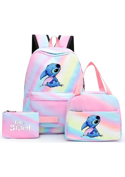 3pcs Lilo Dikiş Renkli Sırt Çantası ile Öğle Yemeği Çantası Sırt Çantası Sırt Çantası Erkekler Için Gündelik Okul Çantaları Kadınlar Kadın Öğrenci Gençler Renkler: 006 (Yurt Dışından)