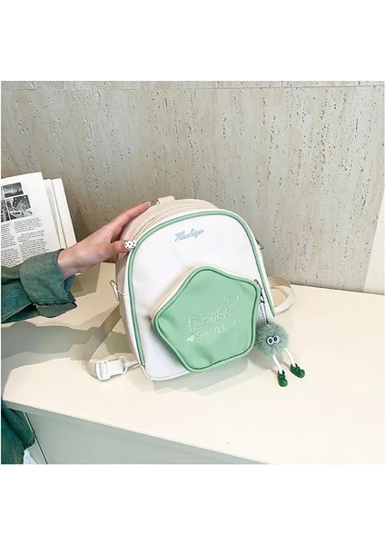 Beş Sivri Yıldız Mini Sırt Çantası Yeni Öğrenci Sevimli Sırt Çantası 20CM Bebek Çantası Ita Çantası Y2K Kawaii Crossbody Çanta Rengi: W-Yeşil Çanta (Yurt Dışından)