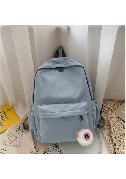 Kişiselleştirilmiş ve Basit Tavşan Kulakları Yeni Moda Naylon Kumaş Sırt Çantası Özelleştirilmiş Nakış Adı Erkek ve Kadın Öğrenci Çantası Renk: Mavi/boyut: Özel Adı (Yurt Dışından)