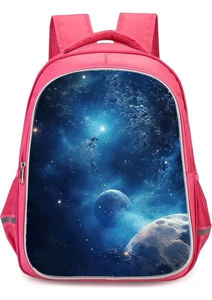 Çift Fermuarlı Cepli Kızlar Okul Sırt Çantası, Pembe Çizgi Film Yıldızlı Gökyüzü Okul Çantaları, Öğrenci Öğrencileri Için Dalı 16 Inç Çocuk Çantaları (Yurt Dışından)