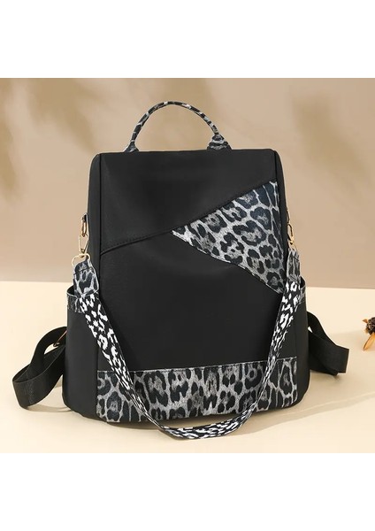 Üst Düzey Duygu 1 Adet Leopar Baskı Kontrast Renkli Kadınlar Sırt Çantası Büyük Kapasite Seyahat Çantası Işe Gidiş Sırt Çantası Trend Cascolor: Fildişi (Yurt Dışından)