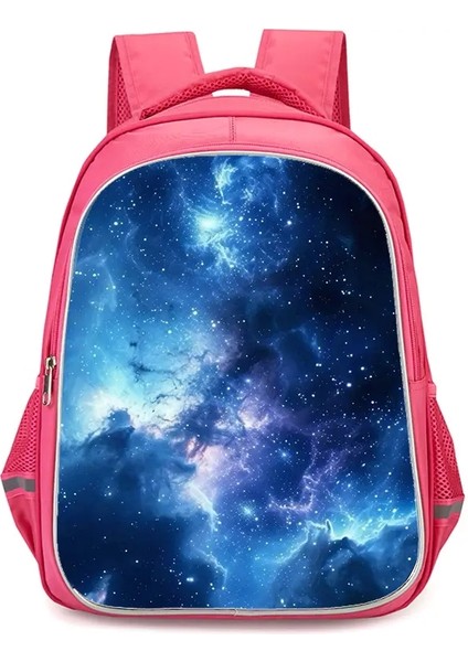Çift Fermuarlı Cepli Kızlar Okul Sırt Çantası, Pembe Çizgi Film Yıldızlı Gökyüzü Okul Çantaları, Öğrenci Öğrencileri Için Dalı 16 Inç Çocuk Çantaları (Yurt Dışından)