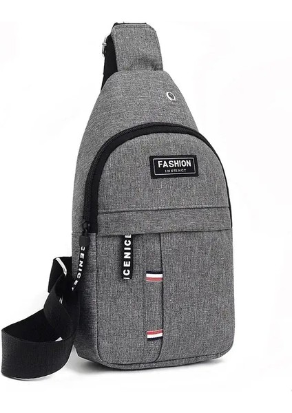 Dalı Geniş Erkekler Sling Sırt Çantası - Telefon Şarj Liman Kulaklık Deliği Renk: Gri Çok Işlevli Seyahat Spor Çantası (Yurt Dışından)