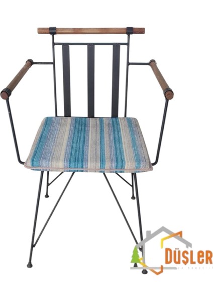 40X40 Mavi Gri Çizgili Su ve Leke Itici Fermuarlı Bağcıklı Cappucino Biyeli Sandalye Minderi 4 cm fırsatları