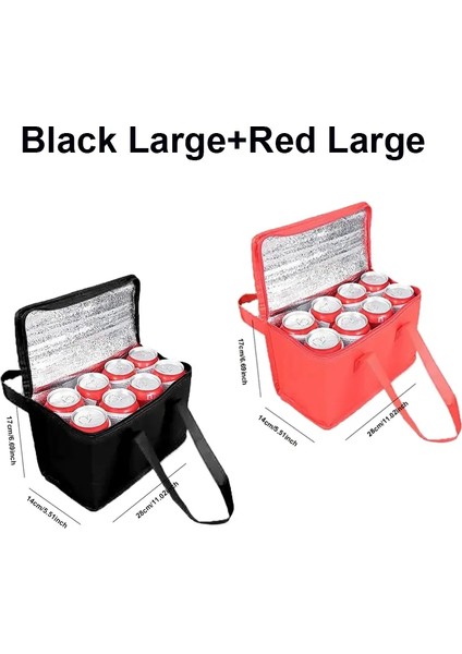 Taşınabilir Öğle Yemeği Soğutucu Çanta Katlanır Yalıtım Piknik Buz Paketi Gıda Termal Torba Içecek Taşıyıcı Yalıtımlı Torba Bira Teslim Torbası Renk: 132G-SIYAH L Kırmızı L (Yurt Dışından)