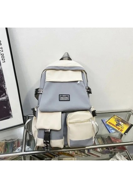 2025 Moda Okul Çantası Kız Öğrenci Sırt Çantası Büyük Kapasite Moda Boy Backpack Bilgisayar Çantası Kadın Okulu Sırt Çantası Seyahat Çantası Renk: Tek Çanta Gri (Yurt Dışından)