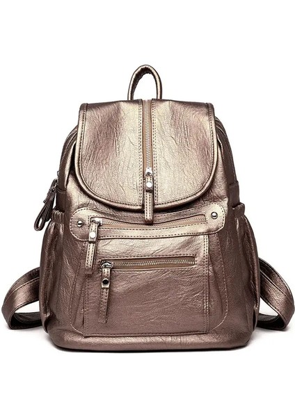 Kadınlar Yüksek Kaliteli Deri Sırt Çantaları Vintage Kadın Omuz Çantası Sac A Dos Seyahat Bayanlar Çağap Mochilas Mochilas Kız Renkleri: Altın (Yurt Dışından)