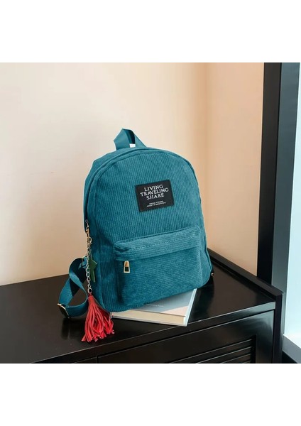 Sıradan Kadın Sırt Çantası Kadın Kolej Okulu Çantaları Seyahat Sırt Çantası Kadife Omuz Çantaları Genç Kızlar Için Spor Kaçma Rolor: Lakegreen/boyut: 25X9X32CM (Yurt Dışından)