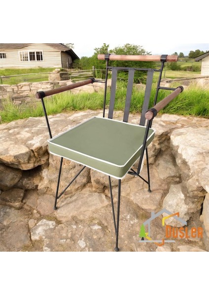 40X40 Yeşil Su ve Leke Itici Fermuarlı Bağcıklı Krem Biyeli Sandalye Minderi 5 cm fiyatları