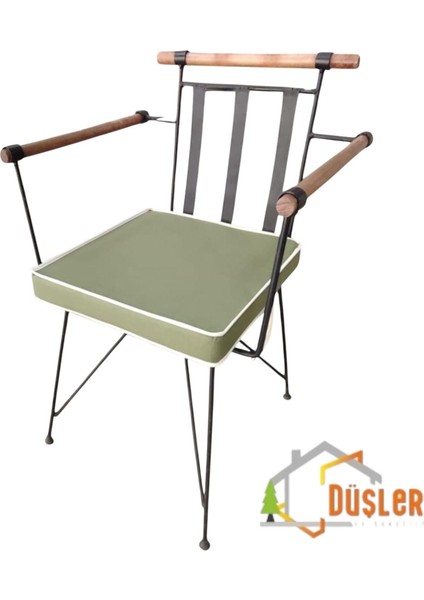 40X40 Yeşil Su ve Leke Itici Fermuarlı Bağcıklı Krem Biyeli Sandalye Minderi 5 cm modelleri