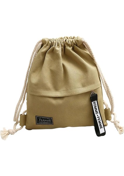 Canvas Okul Çantası Çift Omuz Çekme Sırt Çantası Çizim Pep Portable Portatif Sırt Çantası Kadın Erkekler Seyahat Backpack-A-Dh Renk: 1pc Haki (Yurt Dışından)