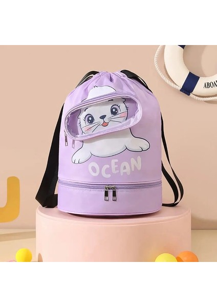 Karikatür Yüzme Çantası, Fitness Büyük Kapasiteli Yı Çantası, Kuru Islak Ayırma Duş Depolama Çantası, Çocuk Taşınabilir Sırt Çantası Zwq Renk: Mor/boyut: 15 Inç (Yurt Dışından)