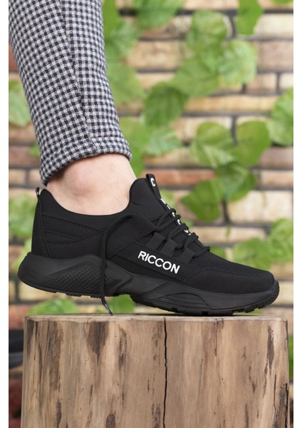 Siyah Sneaker 0012072 Unisex Düz Topuklu Tekstil Malzeme Ortopedik Tabanlı