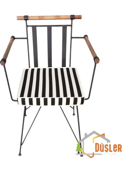 40X40 Siyah Beyaz Çizgili Su ve Leke Itici Fermuarlı Bağcıklı Beyaz Biyeli Sandalye Minderi 5 cm fırsatları