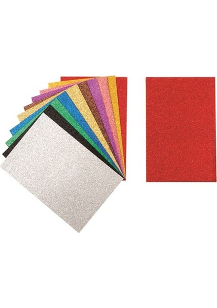Simli EVA Köpük El İşi Kağıdı 10 Renk Karışık, 2 mm Kalınlık, 20x30 cm – Hobi ve Okul Projelerine Uygun
